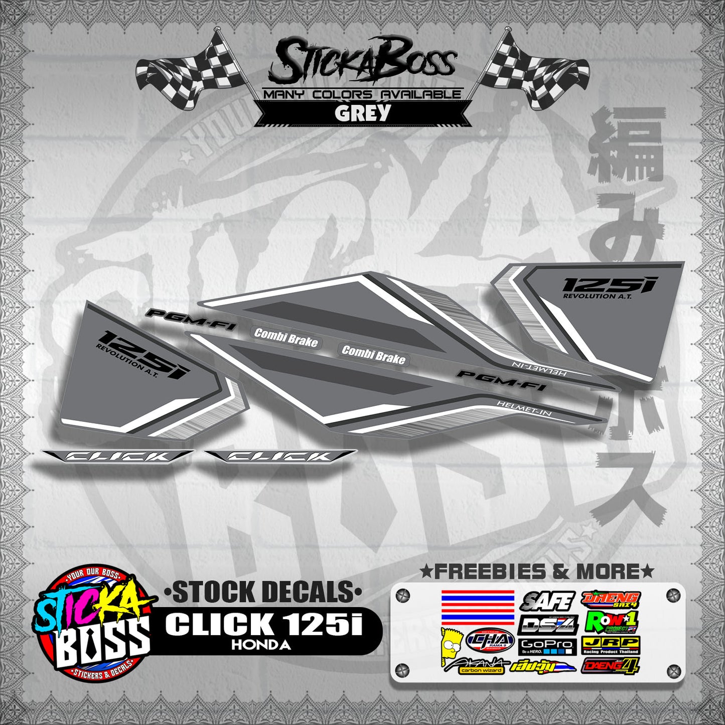 CLICK 125i V1 ( STOCK DECALS ) 【WITH FREEBIES】