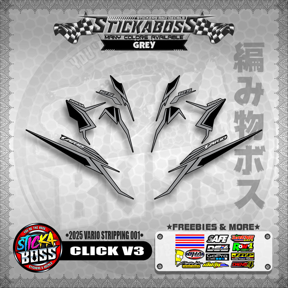 CLICK V3 STICKER DECALS ( 2025 VARIO STRIPPING 001 )【WITH FREEBIES】