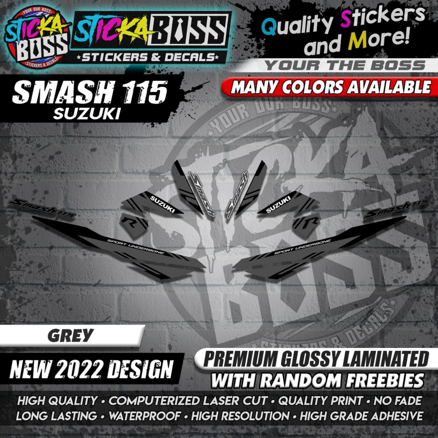 Suzuki Smash 115 Stock Decals (NEW 2022 DESIGN)【WITH FREEBIES】