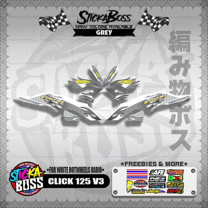 CLICK 125 V3 DECALS ( FOR WHITE HOTWHEELS VARIO )【WITH FREEBIES】