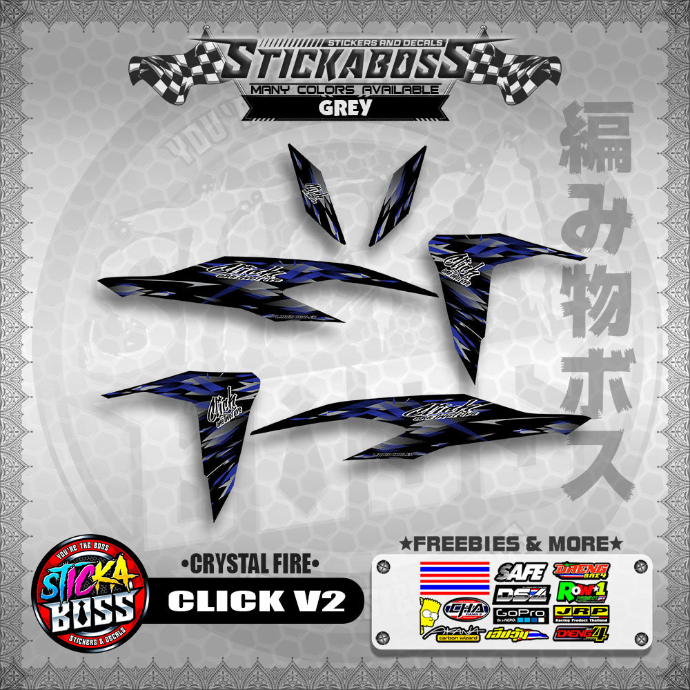 CLICK V2 STICKER DECALS ( CRYSTAL FIRE )【WITH FREEBIES】