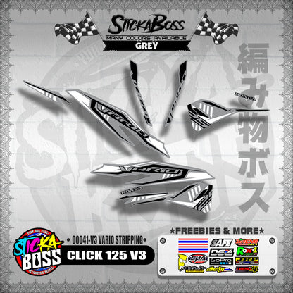 CLICK 125 V3 DECALS ( 00041-V3 VARIO STRIPPING )【WITH FREEBIES】