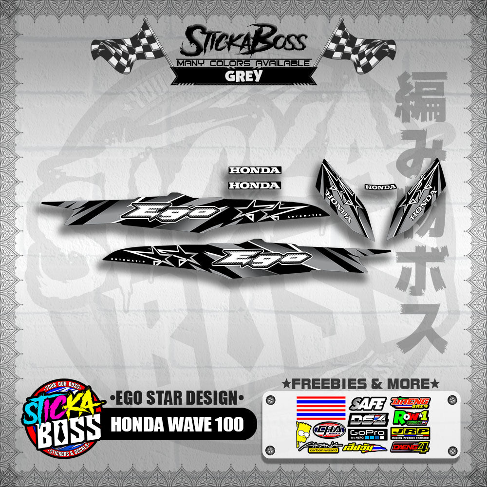 HONDA WAVE 100 DECALS ( EGO STAR DESIGN )【WITH FREEBIES】