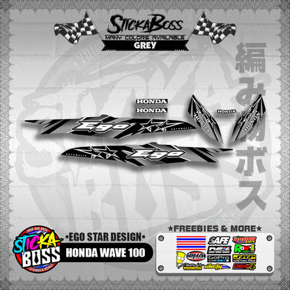 HONDA WAVE 100 DECALS ( EGO STAR DESIGN )【WITH FREEBIES】