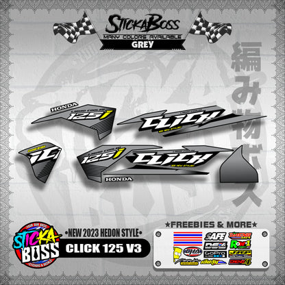 CLICK 125 V3 DECALS ( NEW 2023 HEDON STYLE )【WITH FREEBIES】