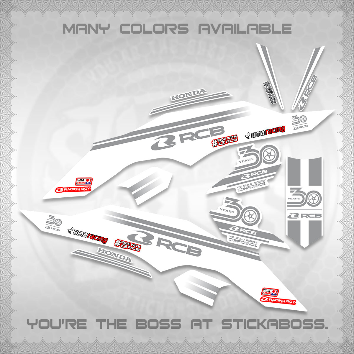 CLICK 125 V3 FOR WHITE DECALS (2026 30TH ANNIVERSARY RACING DESIGN)STICKER DECALS By STICKABOSS