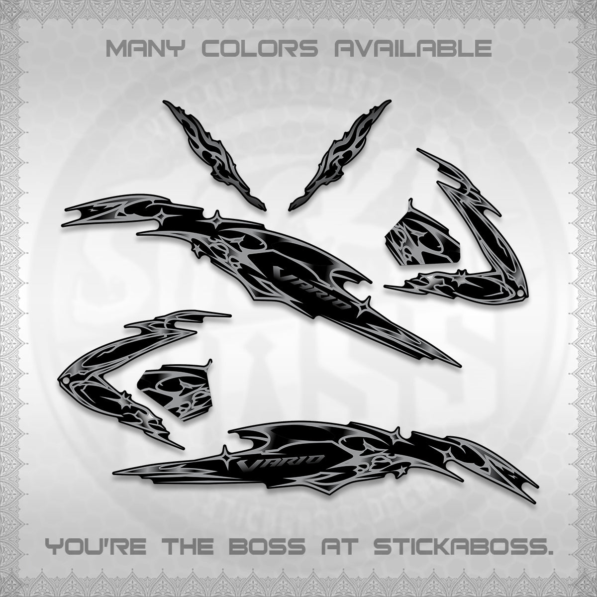 CLICK 125 V3 VARIO DECALS (2026 TRIBAL LIGHTNING DESIGN) STICKER KITS BY STICKABOSS