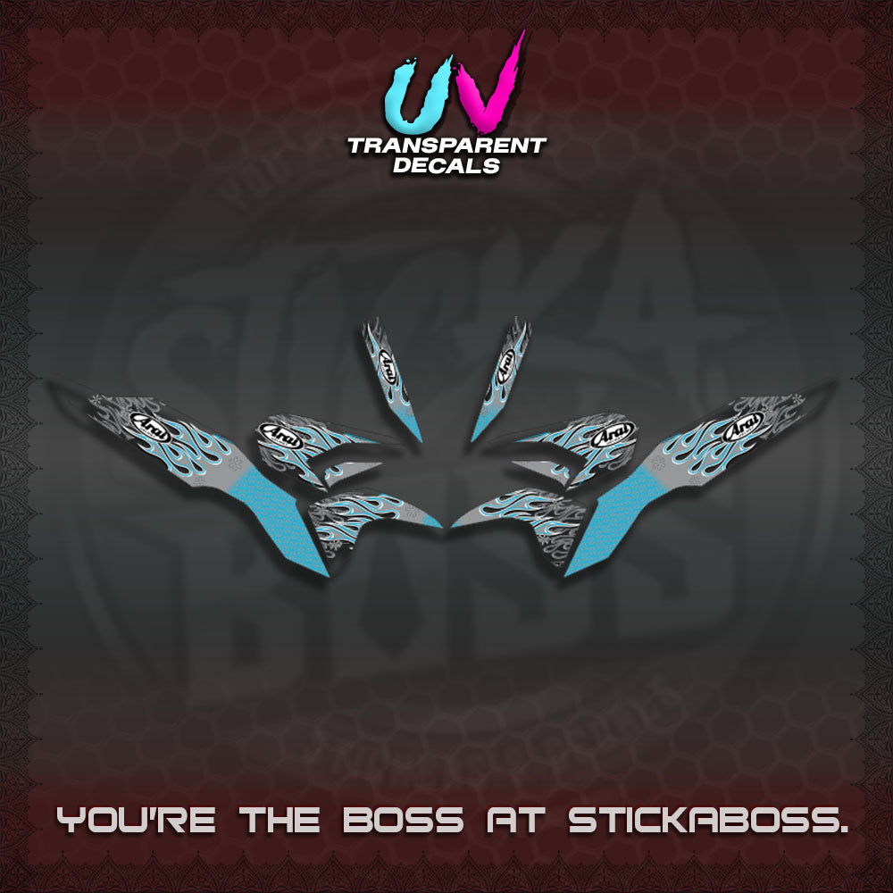 【PREMIUM UV PRINT】TRANSPARENT CLICK 125 V3  DECALS(ARAI API NEW TERBARU DESIGN)By STICKABOSS