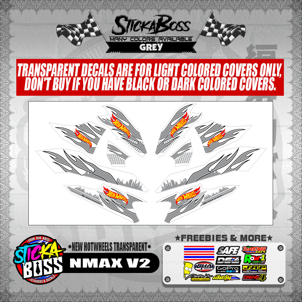 NMAX V2 DECALS ( NEW HOTWHEELS TRANSPARENT )【WITH FREEBIES】