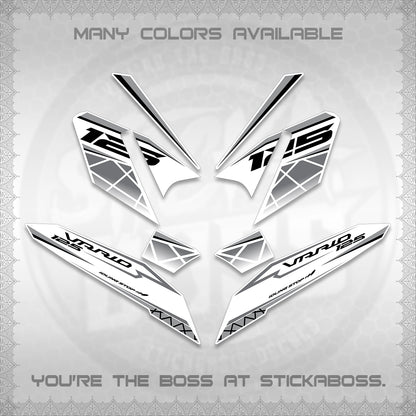 CLICK 125 V4 VARIO FOR WHITE DECALS (2026 MODERN STRIPE DESIGN) STICKER KITS BY STICKABOSS