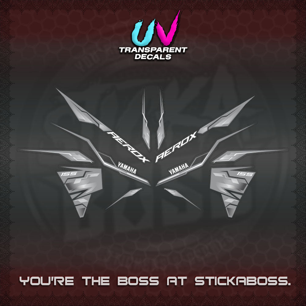 【PREMIUM UV PRINT】TRANSPARENT AEROX  V3 INDO DECALS(ALPHA TURBO 0001)STICKER DECALS By STICKABOSS