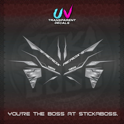 【PREMIUM UV PRINT】TRANSPARENT AEROX  V3 INDO DECALS(ALPHA TURBO 0001)STICKER DECALS By STICKABOSS