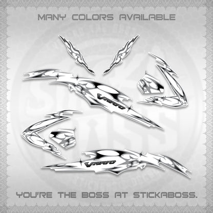 CLICK 125 V3 VARIO FOR WHITE DECALS (2026 TRIBAL LIGHTNING DESIGN) STICKER KITS BY STICKABOSS