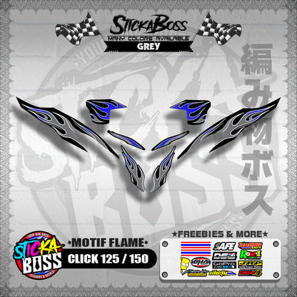 CLICK 125 / 150 V2 DECALS ( MOTIF FLAME )【WITH FREEBIES】