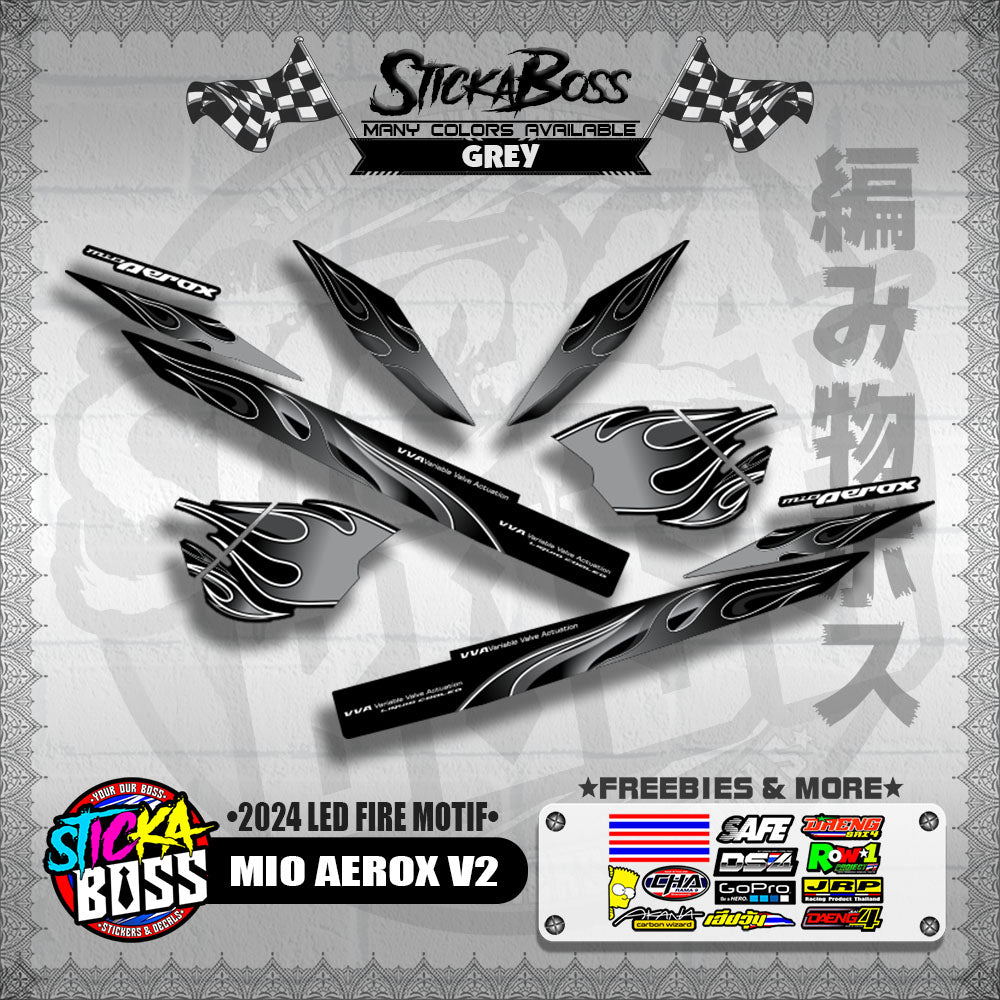 MIO AEROX V2 DECALS ( 2024 LED FIRE MOTIF )【WITH FREEBIES】