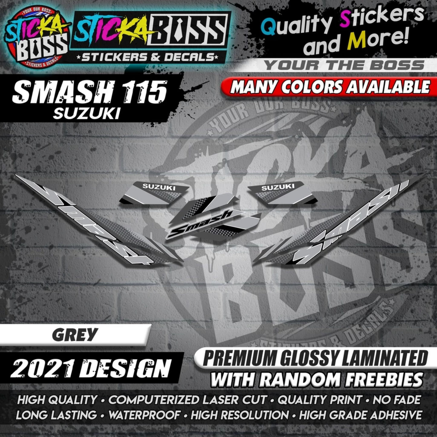 Suzuki Smash 115 Stock Decals ( 2021 DESIGN )【WITH FREEBIES】