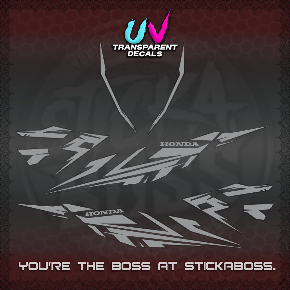 CLICK 125 V4 UV TRANSPARENT DECALS (2026 MINIMAL 001 DESIGN)STICKER DECALS By STICKABOSS