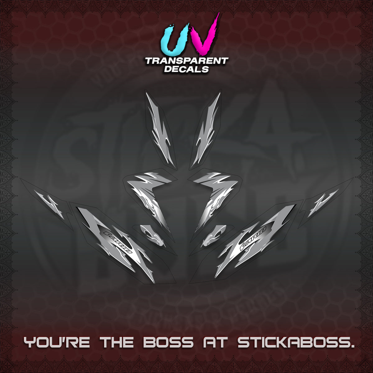 CLICK 125 V4 VARIO UV TRANSPARENT DECALS (2026 MODERN TRIBAL DESIGN) STICKER KITS By STICKABOSS