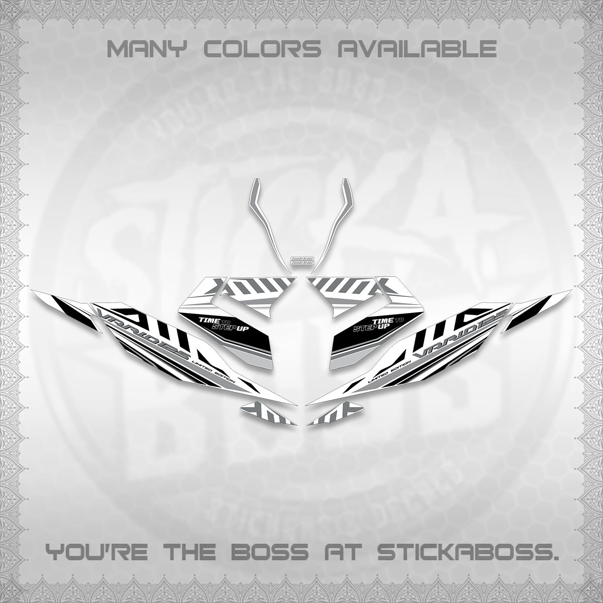 CLICK 125 V4 VARIO FOR WHITE DECALS (2026 VR0007 DESIGN) STICKER KITS By STICKABOSS