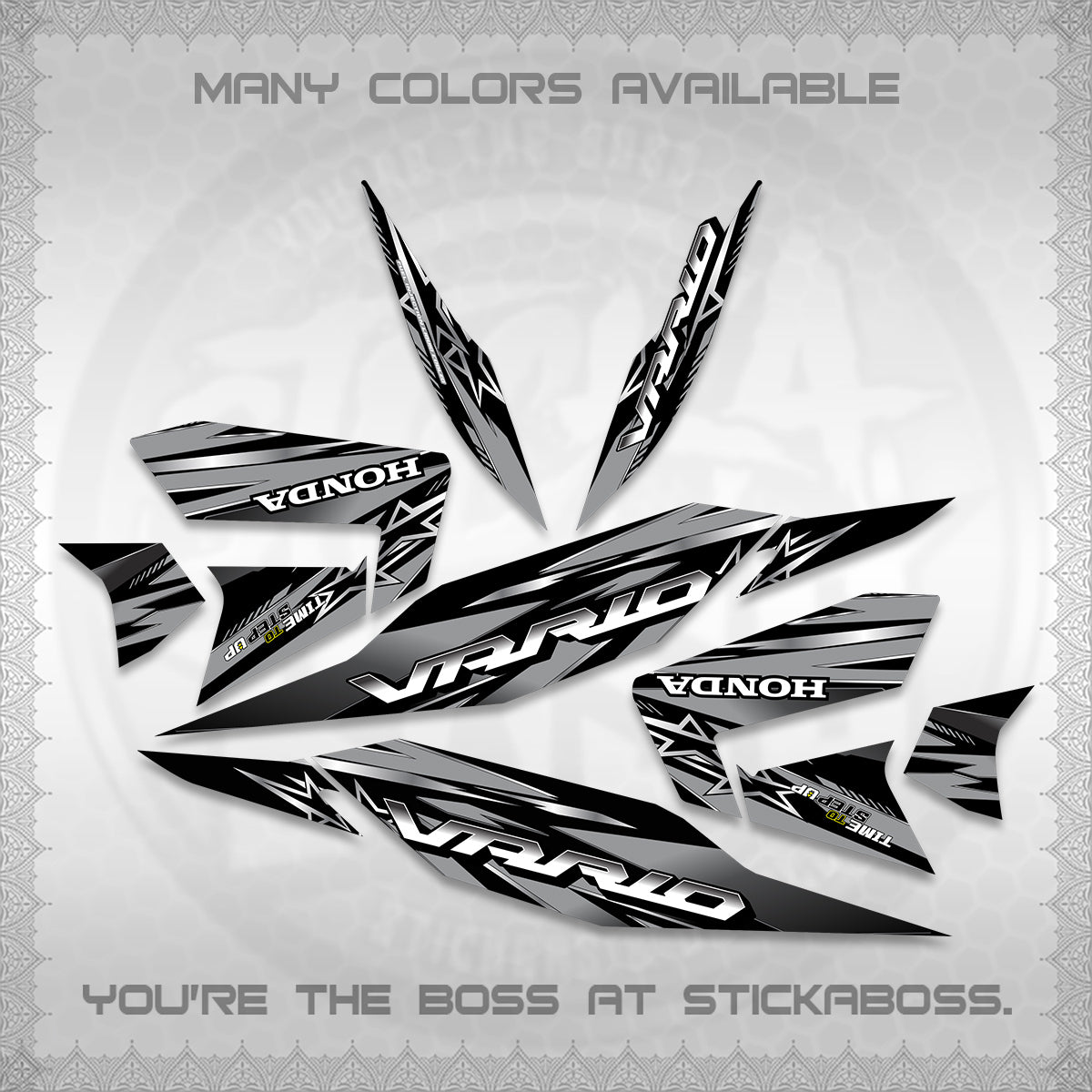 CLICK 125 V4 VARIO DECALS (2026 BLACK STAR DESIGN) STICKER DECALS By STICKABOSS