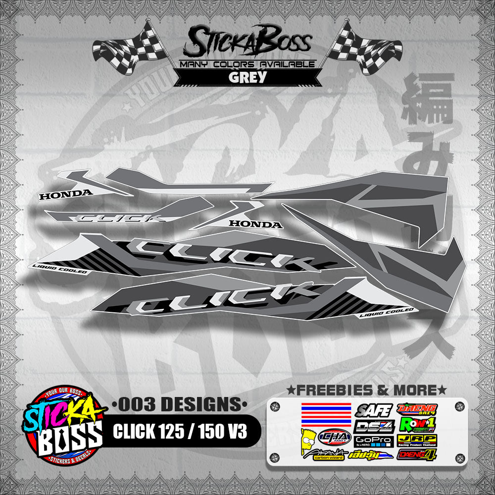 CLICK 125 / 150 V3 STOCK DECALS ( 003 DESIGNS )【WITH FREEBIES】