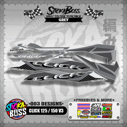 CLICK 125 / 150 V3 STOCK DECALS ( 003 DESIGNS )【WITH FREEBIES】
