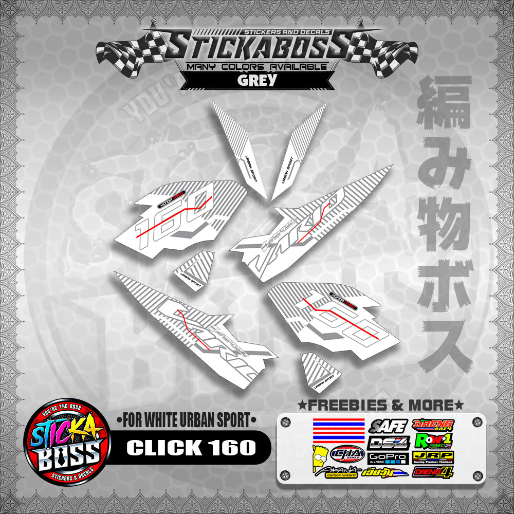 CLICK 160 STICKER DECALS ( FOR WHITE URBAN SPORT )【WITH FREEBIES】