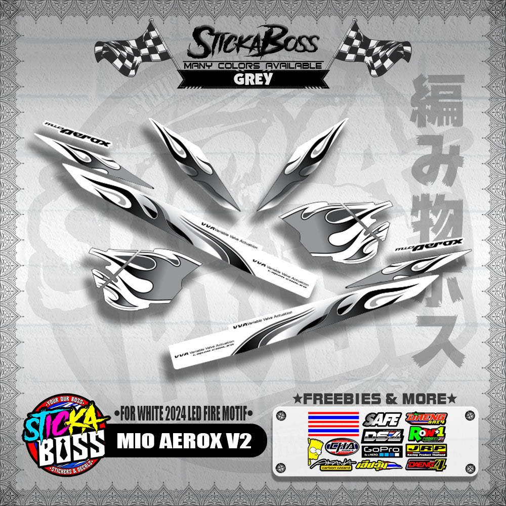 MIO AEROX V2 DECALS ( FOR WHITE 2024 LED FIRE MOTIF )【WITH FREEBIES】