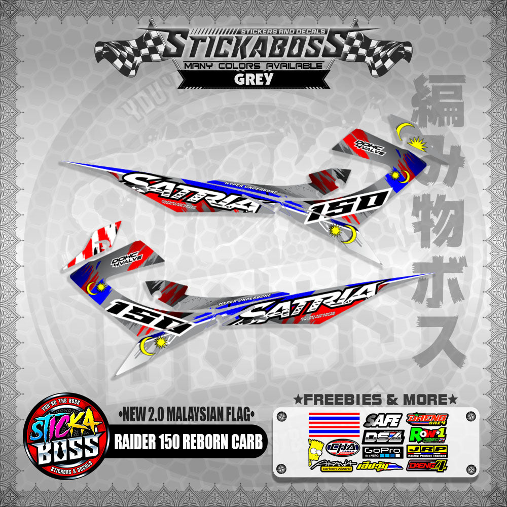 RAIDER 150 REBORN CARB STICKER DECALS ( NEW 2.0 MALAYSIAN FLAG )【WITH FREEBIES】