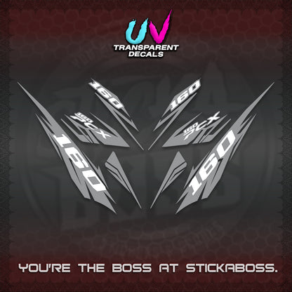 PCX 150 160 INDO UV TRANSPARENT DECALS (2026 NEW 08 DESIGN) STICKER DECALS By STICKABOSS
