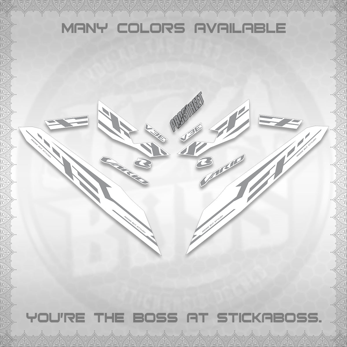CLICK V3 FOR WHITE VARIO DECALS (2026 V3E 001 DESIGN)STICKER DECALS By STICKABOSS