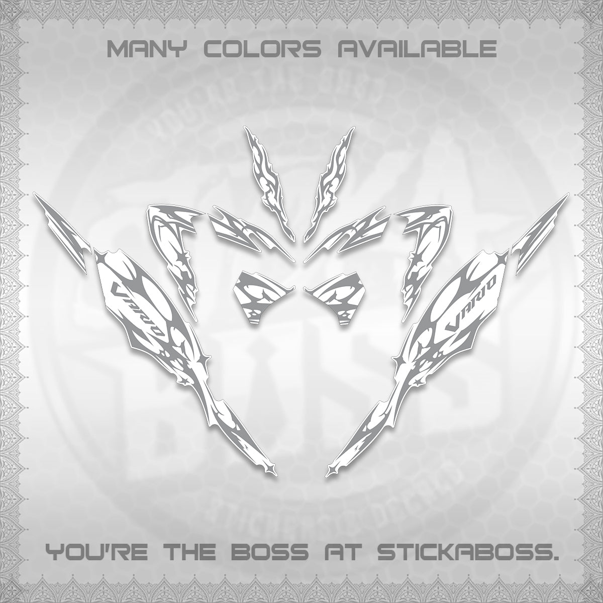 CLICK 125 V4 VARIO FOR WHITE DECALS (2026 TRIBAL LIGHTNING DESIGN) STICKER KITS BY STICKABOSS