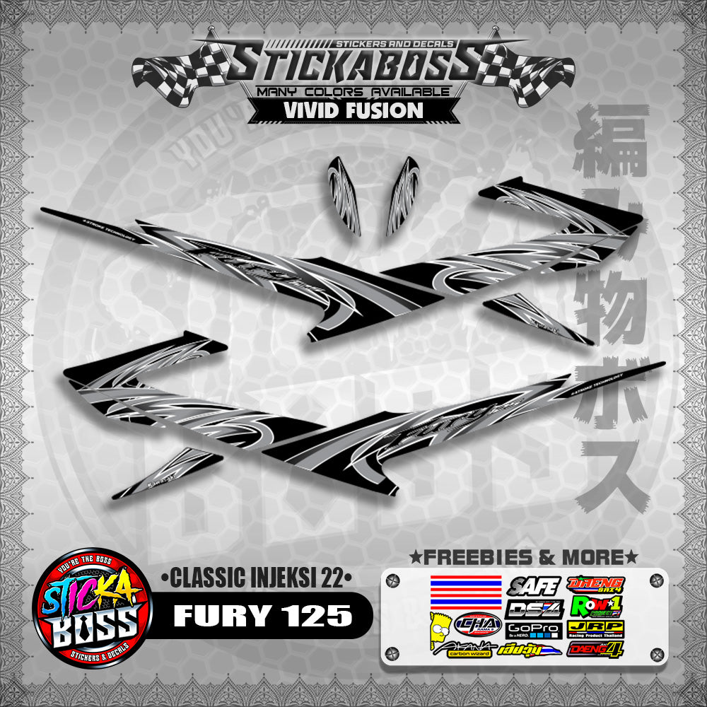 FURY 125 STICKER DECALS ( CLASSIC INJEKSI 22 )【WITH FREEBIES】
