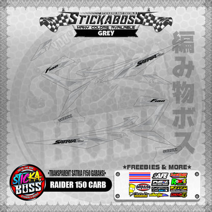 【PREMIUM UV PRINT】TRANSPARENT RAIDER 150 CARB DECALS ( SATRIA F150 GARANSI )【WITH FREEBIES】