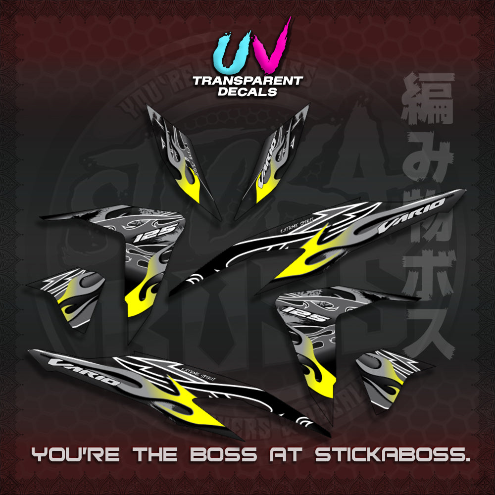 CLICK 125 V2 MALAY CONCEPT ( TRANSPARENT TRIBAL X FIRE CUSTOM ) STICKER DECALS By STICKABOSS