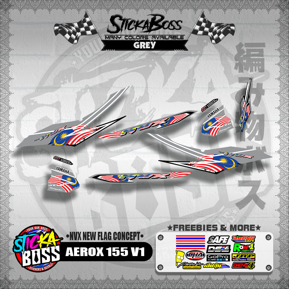 AEROX 155 V1 MALAYSIAN DECALS ( NVX NEW FLAG CONCEPT )【WITH FREEBIES】