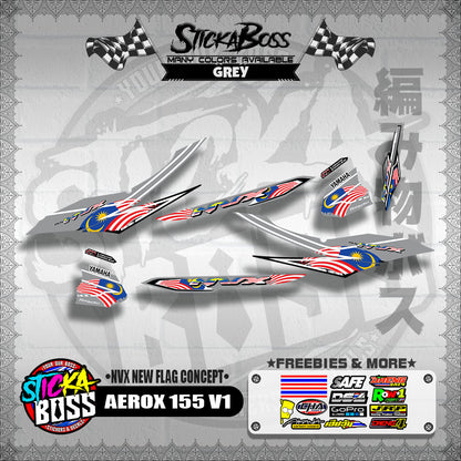 AEROX 155 V1 MALAYSIAN DECALS ( NVX NEW FLAG CONCEPT )【WITH FREEBIES】