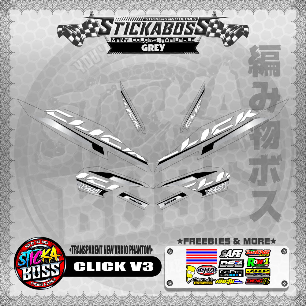 【PREMIUM UV PRINT】TRANSPARENT CLICK 125 V3 STICKER DECALS ( NEW VARIO PHANTOM )【WITH FREEBIES】