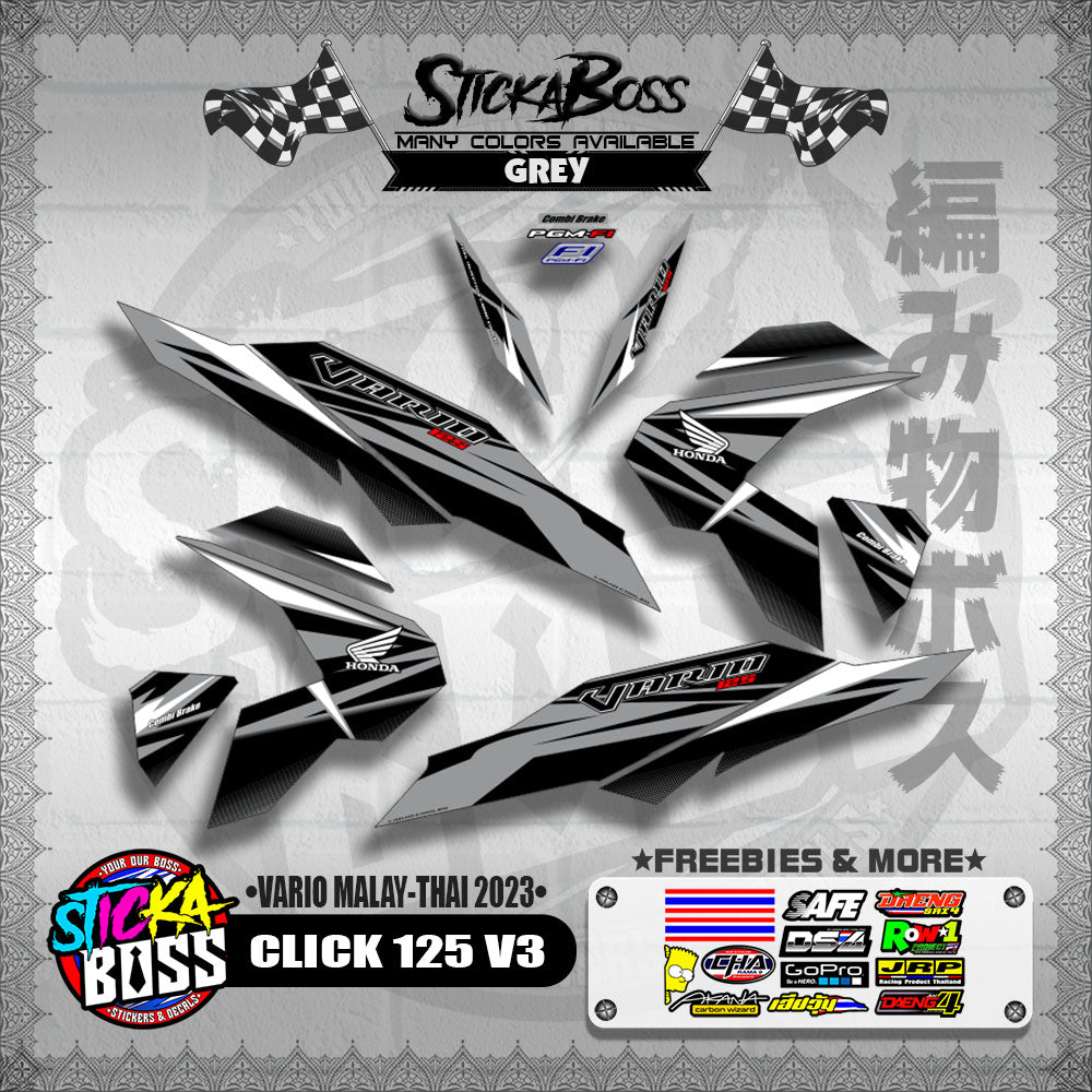 CLICK 125 V3 DECALS ( VARIO MALAY-THAI 2023 )【WITH FREEBIES】