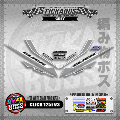 CLICK 125i V3 STICKER DECALS ( FOR WHITE BLACK AERO BLAZE )【WITH FREEBIES】