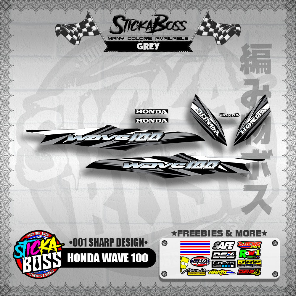 HONDA WAVE 100 DECALS ( 001 SHARP DESIGN )【WITH FREEBIES】