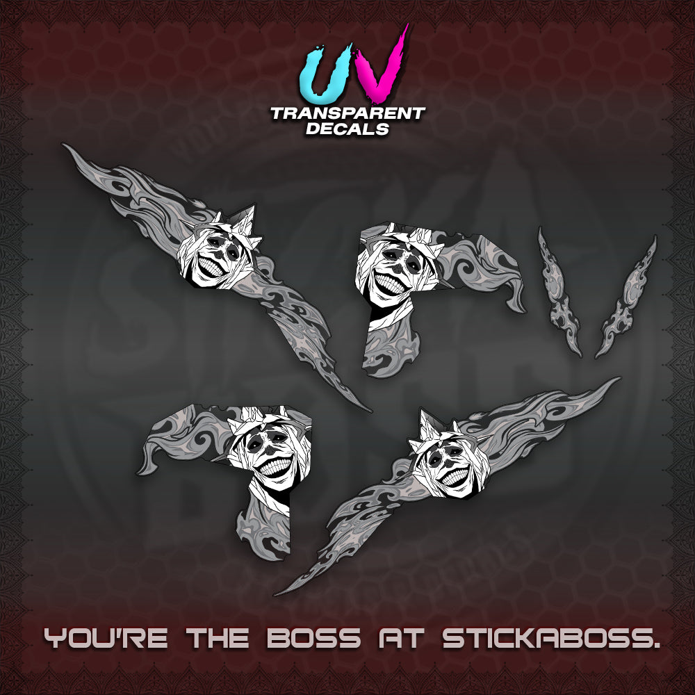CLICK V3 UV TRANSPARENT DECALS (SOLO STATUE OF GOD DESIGN)STICKER DECALS By STICKABOSS