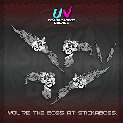 CLICK V3 UV TRANSPARENT DECALS (SOLO STATUE OF GOD DESIGN)STICKER DECALS By STICKABOSS