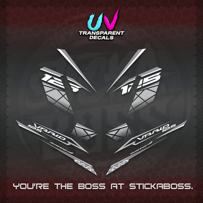 CLICK 125 V4 VARIO UV TRANSPARENT DECALS (2026 MODERN STRIPE DESIGN) STICKER KITS BY STICKABOSS