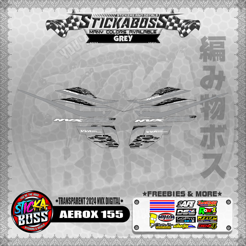 【PREMIUM UV PRINT】TRANSPARENT AEROX 155 DECALS ( 2024 NVX DIGITAL ) 【WITH FREEBIES】