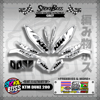 KTM DUKE 200 STICKER DECALS ( FOR WHITE 2024 HALFTONE MOTIF TEMP 2 )【WITH FREEBIES】