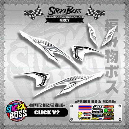 CLICK V2 DECALS ( FOR WHITE 2 TONE SPEED STREAKS ) [ PREMIUM GLOSSY LAMINATED ]【WITH FREEBIES】