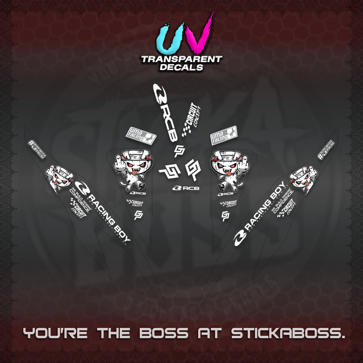 CLICK V2 UV TRANSPARENT DECALS (2026 RACE ZOMBIE DESIGN)STICKER DECALS By STICKABOSS