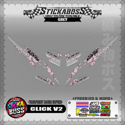【PREMIUM UV PRINT】TRANSPARENT CLICK 125 / 150 V2 DECALS ( SAKURA INSPIRED )【WITH FREEBIES】