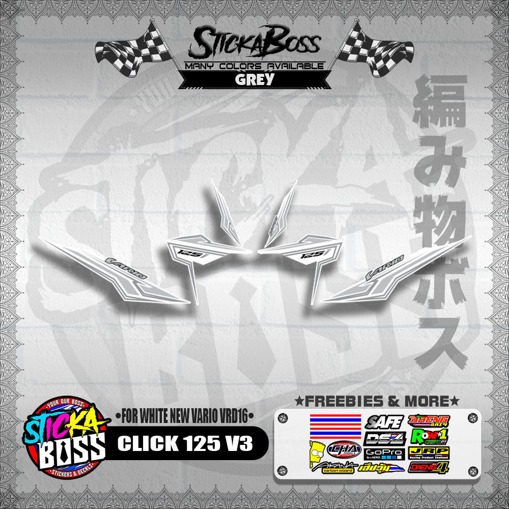 CLICK 125 V3 DECALS ( FOR WHITE NEW VARIO VRD16 ) [ PREMIUM GLOSSY LAMINATED ]【WITH FREEBIES】